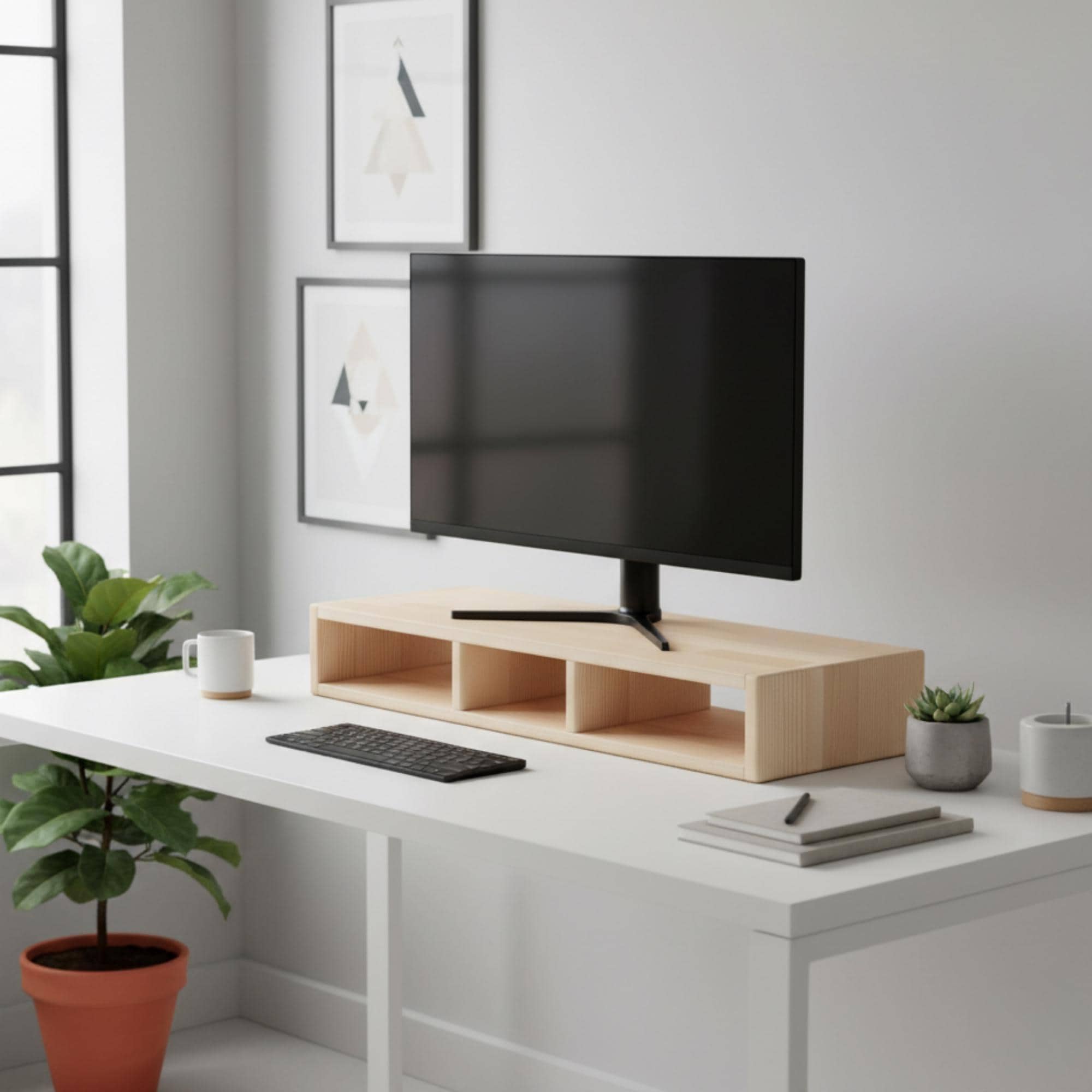Solid Wood Desk Organizer & Monitor Stand