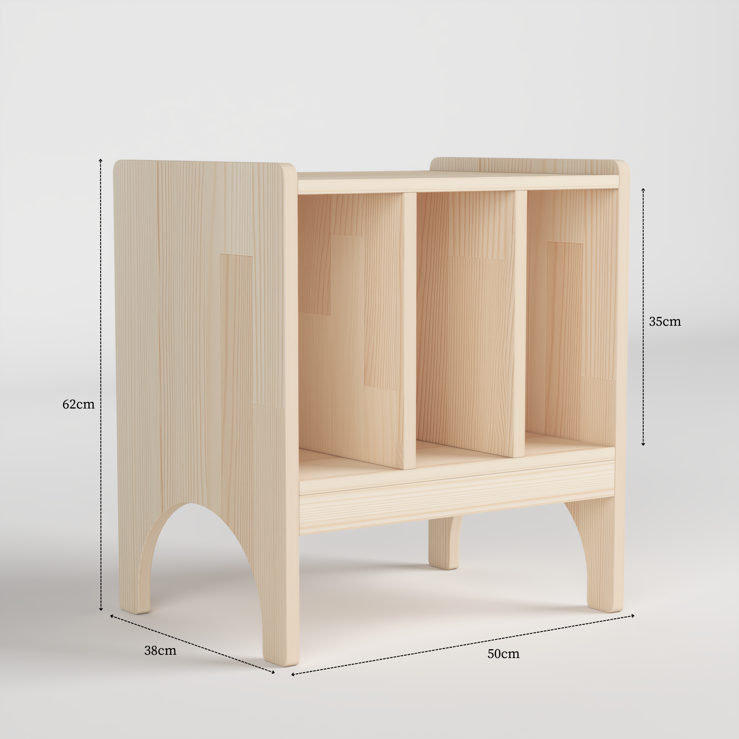 El Yapımı Masif Çam Plak Çalar Standı - Ahşap Vinyl Sehpası