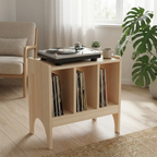 El Yapımı Masif Çam Plak Çalar Standı - Ahşap Vinyl Sehpası