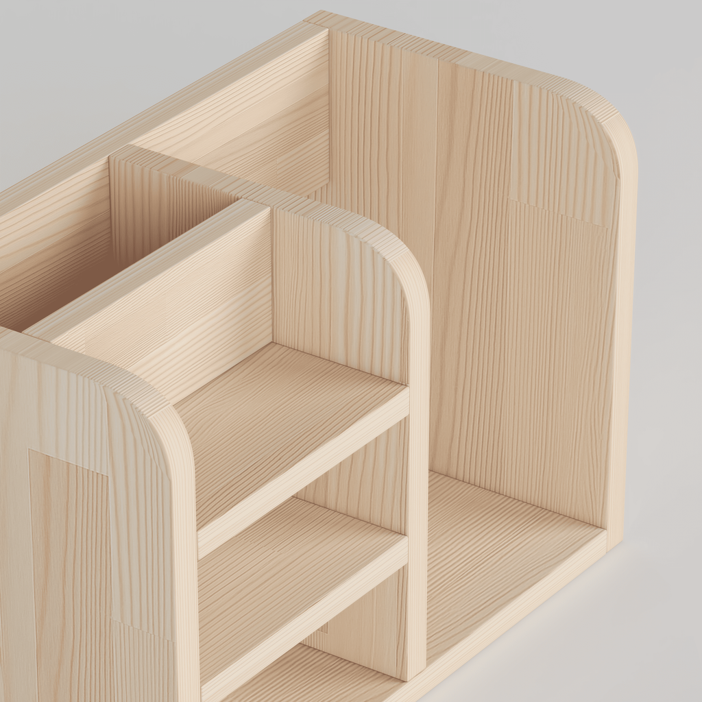 El Yapımı Ahşap Masaüstü Kitaplığı | İskandinav Tarzı Çalışma Masası Düzenleyici