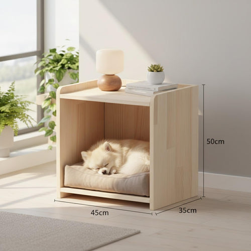Ahşap Evcil Hayvan Evi & Yan Sehpa | Modern Kedi Evi | İskandinav Tarzı Köpek Kafesi Mobilya