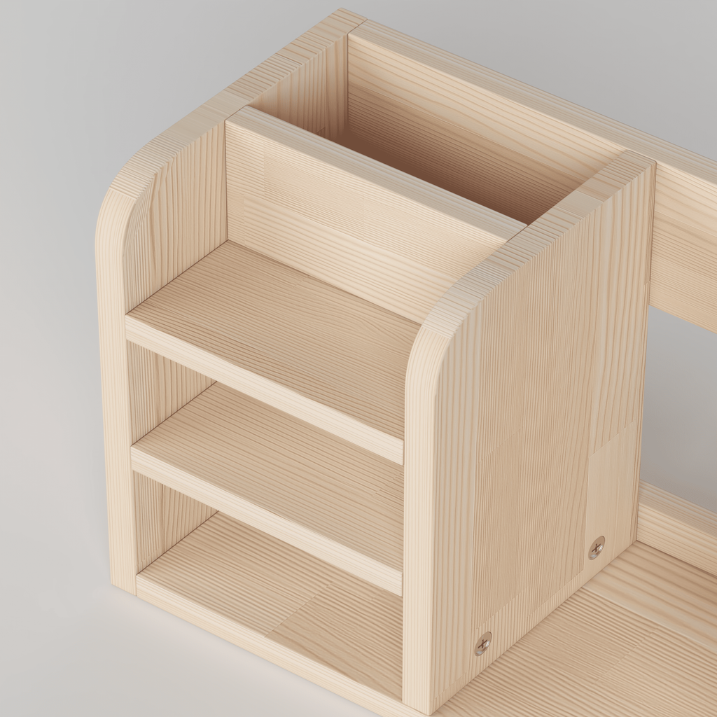 El Yapımı Ahşap Masaüstü Kitaplığı | İskandinav Tarzı Çalışma Masası Düzenleyici