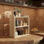 3 Katlı Ahşap Masa Rafı | Japandi Tarzı Çok Amaçlı Düzenleyici