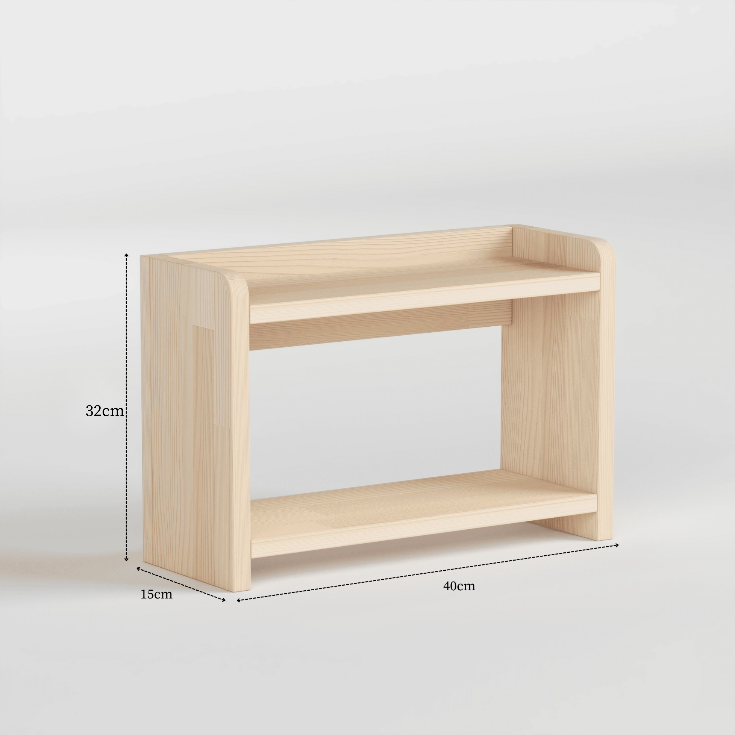 Ahşap Sergileme Rafı & Kitaplık | Japandi Tarzı Bitki Standı | Minimalist Masif Çam Raf