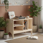 Masif Ahşap Plak Çalar Standı & Vinil Saklama Dolabı | Mid-Century Modern Ses Sistemi Rafı