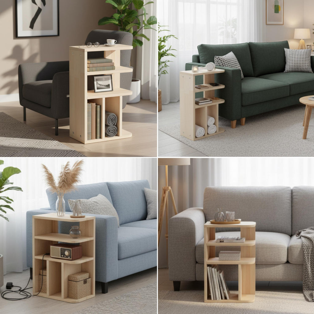 Ahşap Masa Rafı & Masaüstü Düzenleyici | İskandinav Tarzı Kitaplık