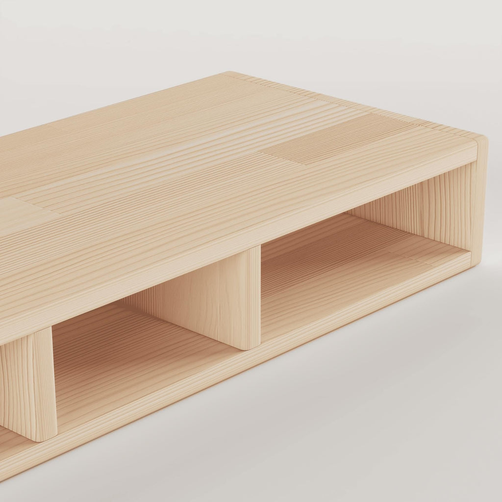 Masif Çam Monitör Standı & Ergonomik Masa Düzenleyici | İskandinav Tarzı Klavye Saklama Rafı