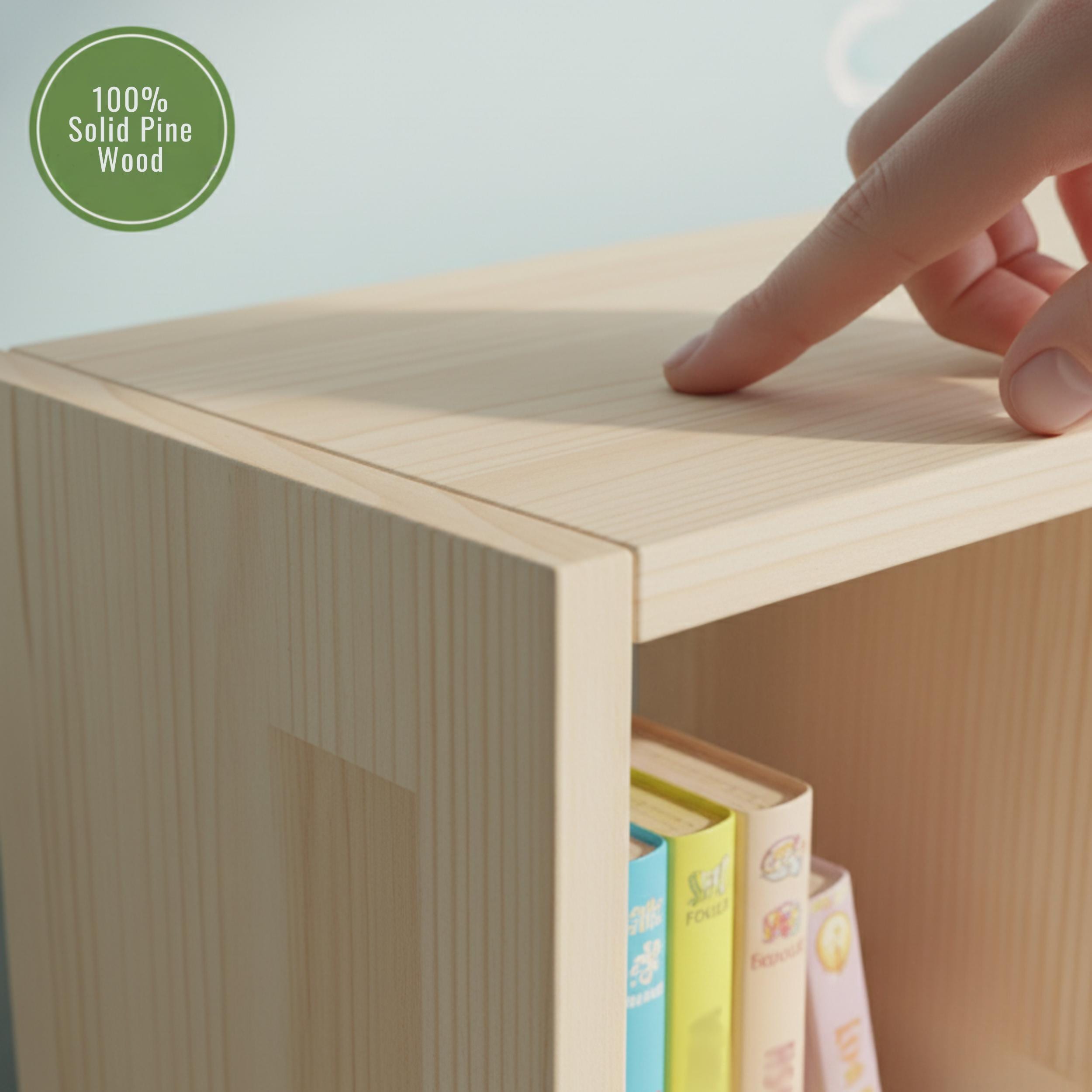 Solid Pine Wood Desk Shelf | Minimalist Bookshelf | Eco-Friendly Workspace Organizer | Japandi Desk Storage