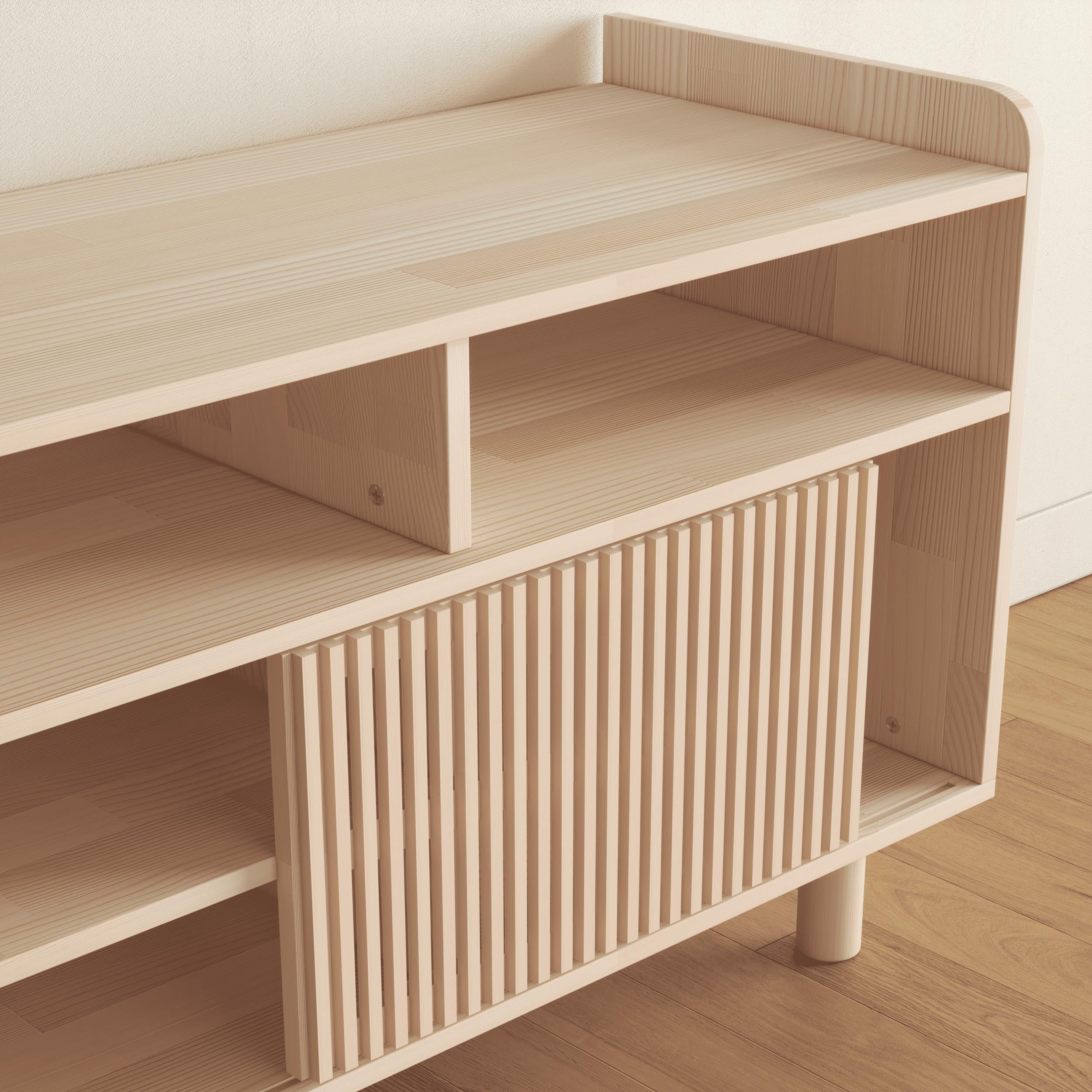 Solid Pine TV Stand & Record Player Console, Handmade, Natural or Varnished Finish, Customizable.