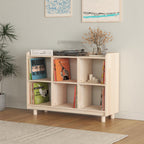 Ahşap Vinil Saklama Konsolu & Kitaplık | Modern Plak Çalar Standı | Masif Çam Sergileme Rafı