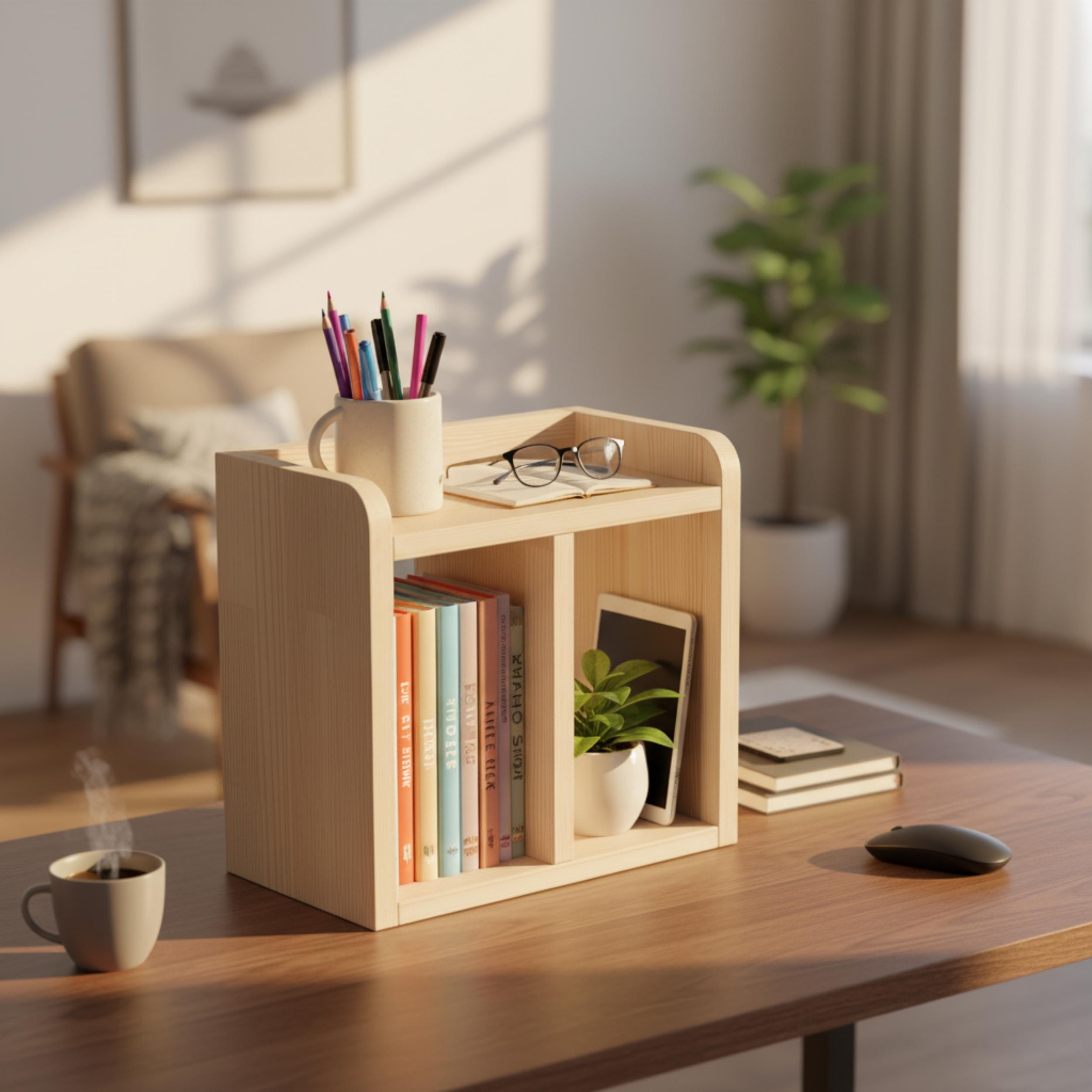 Pine Desk Shelf - Handmade Nordic Office Decor | Minimalist Bookshelf | Solid Wood Organizer