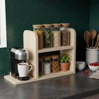 Ahşap Baharat Rafı & Kağıt Havluluk | Mutfak Düzenleyici | İskandinav Tarzı Çam Raf