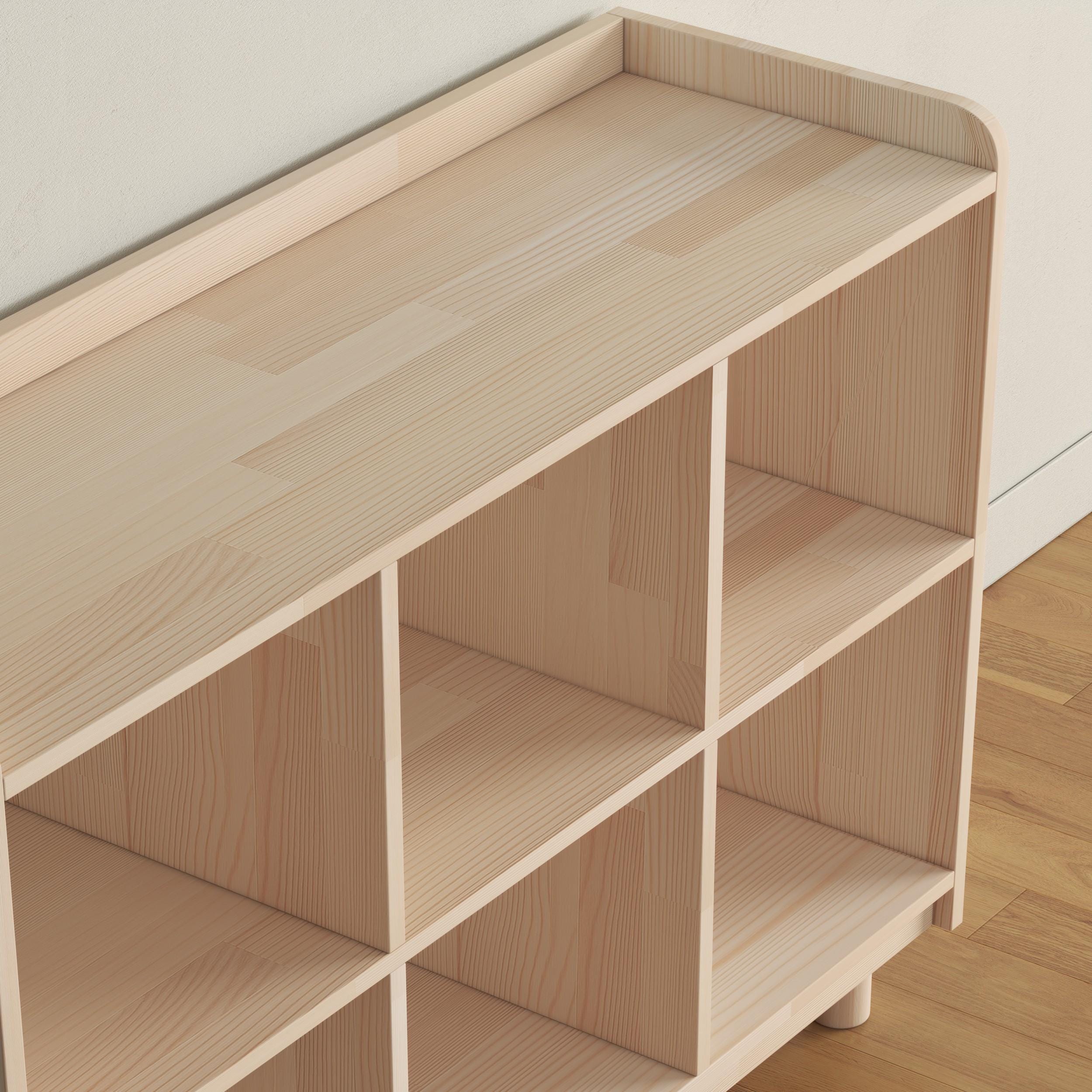 Ahşap Vinil Saklama Konsolu & Kitaplık | Modern Plak Çalar Standı | Masif Çam Sergileme Rafı