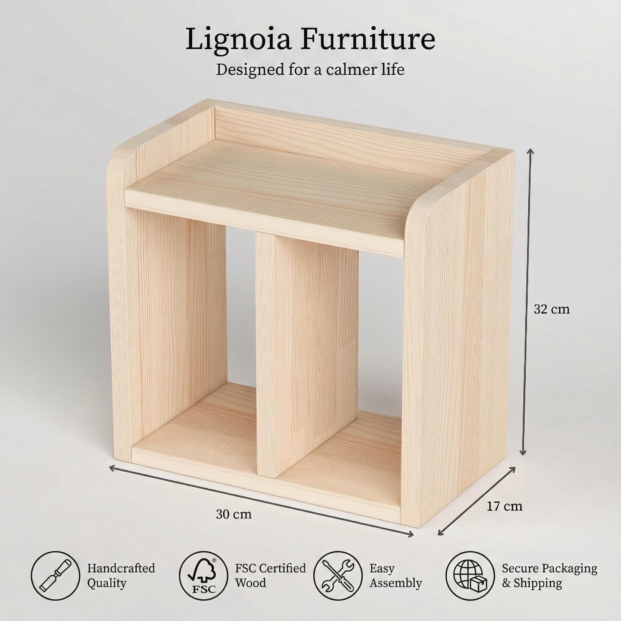 Pine Desk Shelf - Handmade Nordic Office Decor | Minimalist Bookshelf | Solid Wood Organizer