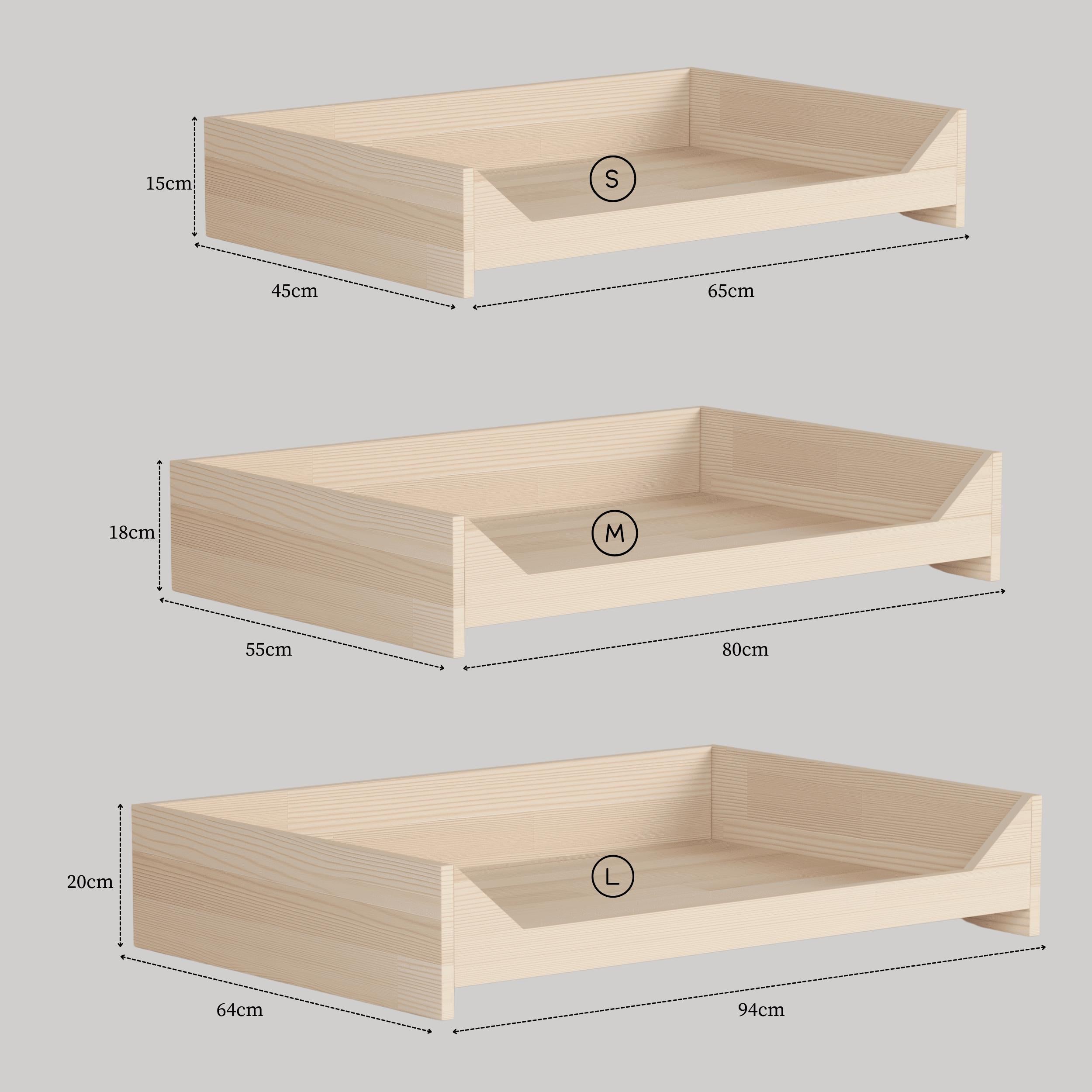 Ahşap Köpek Yatağı & Yükseltilmiş Mama Kabı Seti | Masif Çam Evcil Hayvan Mobilyası