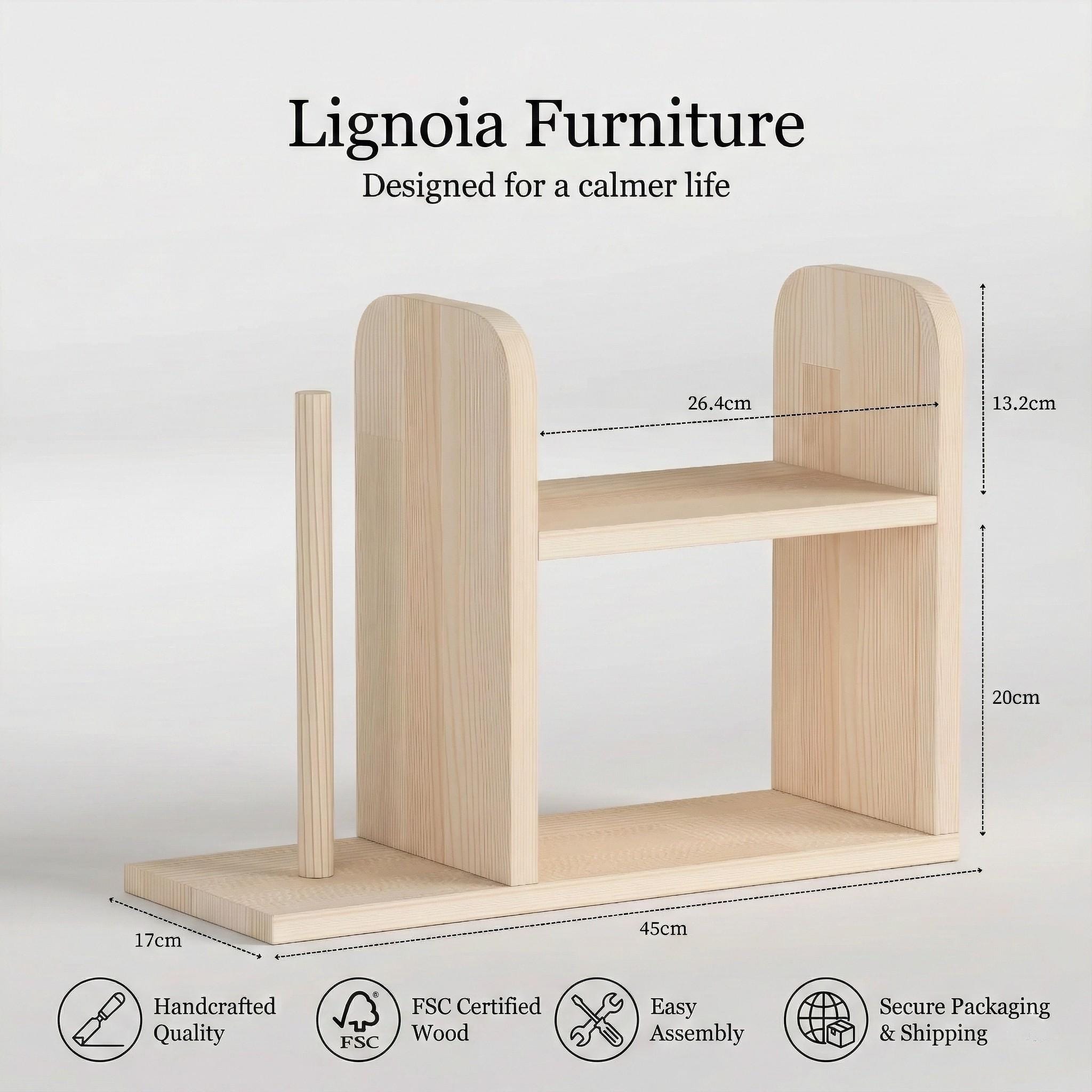 Ahşap Baharat Rafı & Kağıt Havluluk | Mutfak Düzenleyici | İskandinav Tarzı Çam Raf