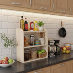 3 Katlı Ahşap Masa Rafı | Japandi Tarzı Çok Amaçlı Düzenleyici