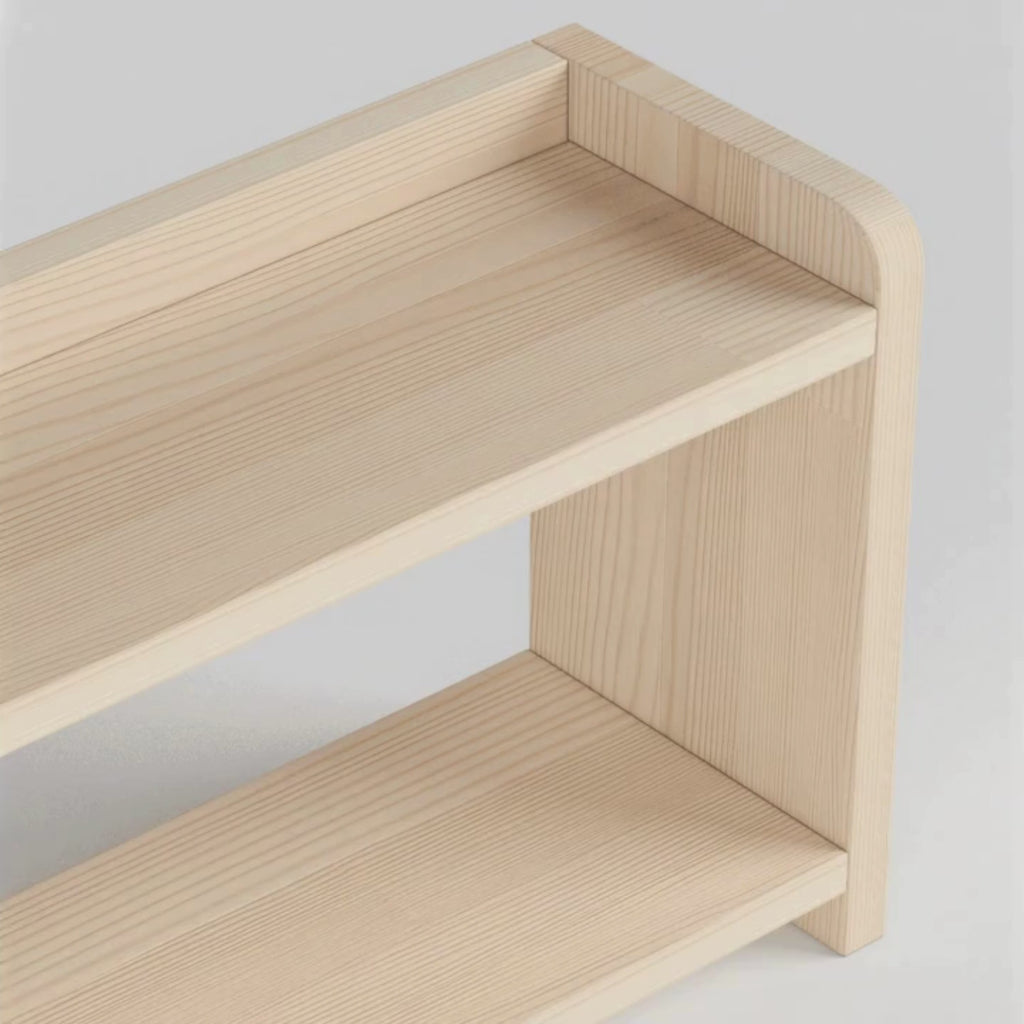 Ahşap Sergileme Rafı & Kitaplık | Japandi Tarzı Bitki Standı | Minimalist Masif Çam Raf